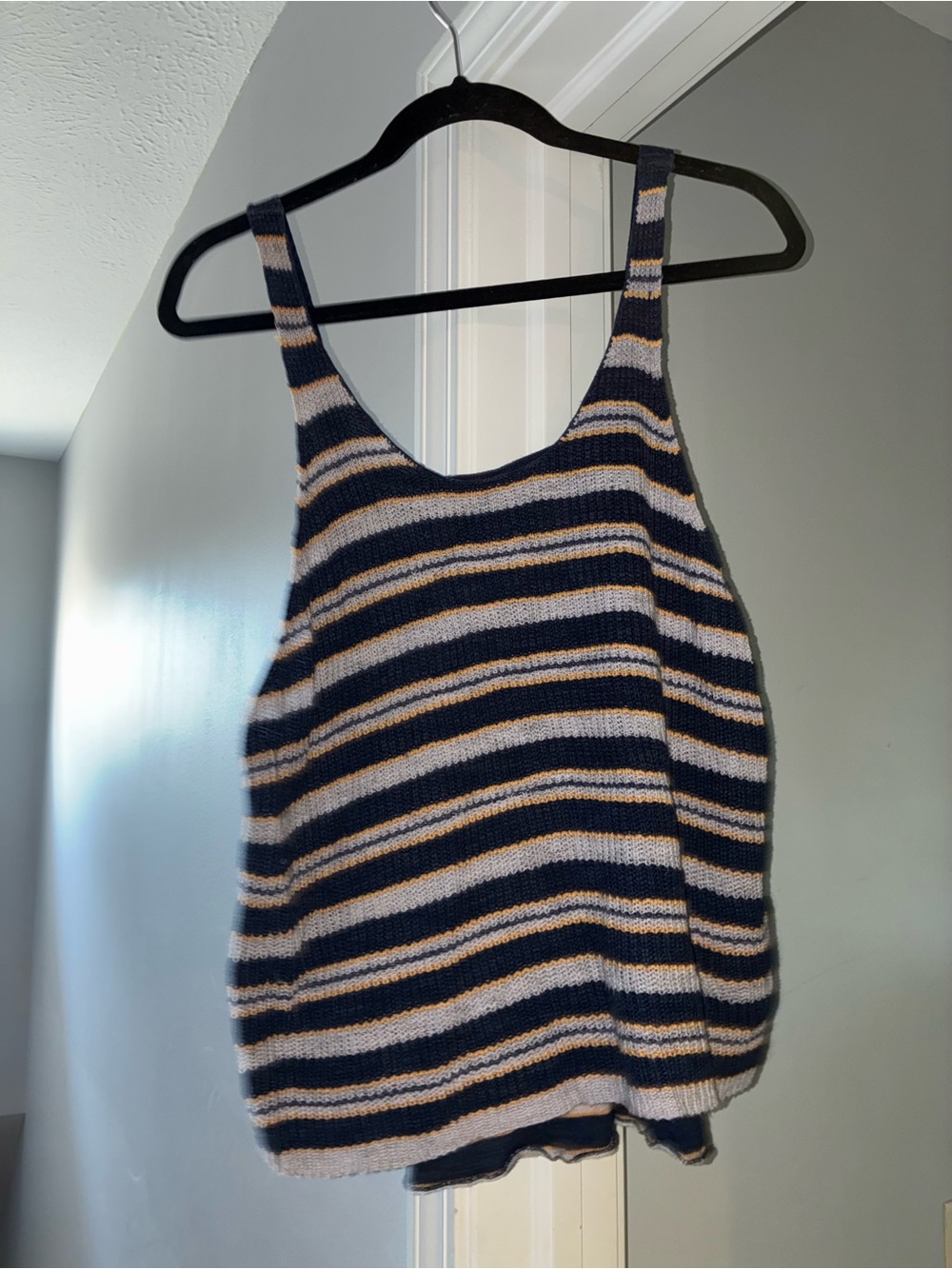 Free People Navy, Cream & yellow Striped Knit Tank